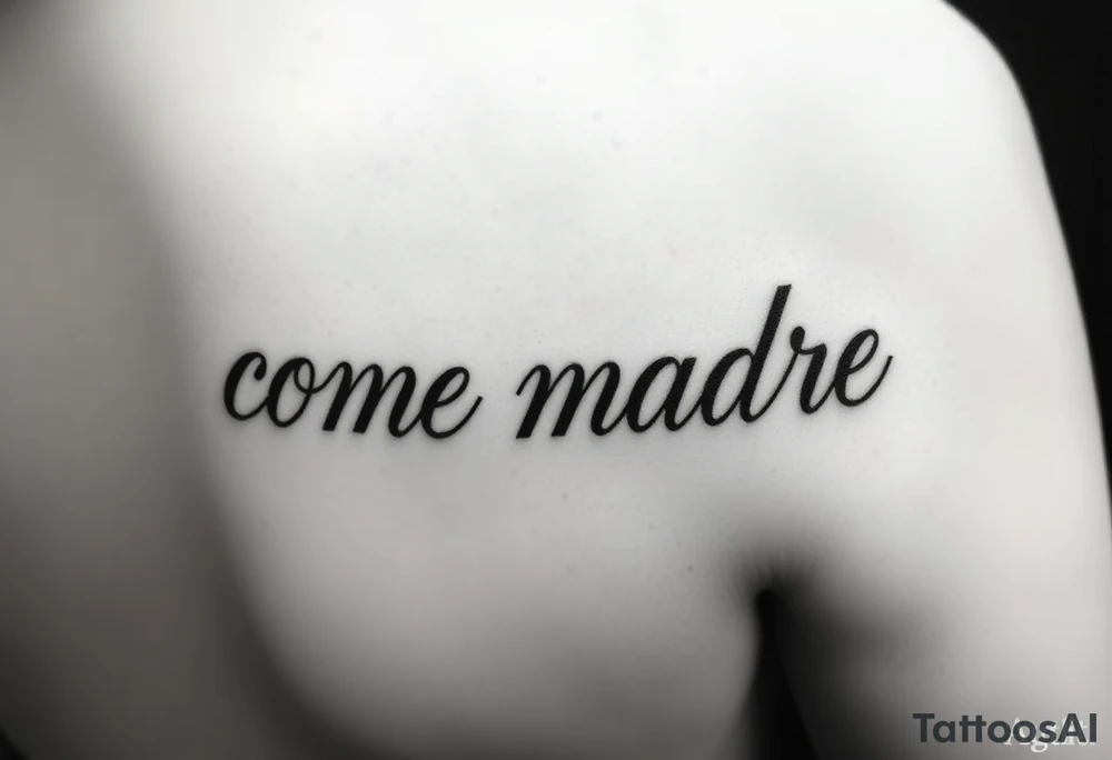 i want the phrase “ come madre” in script writing on a female on the inside of her left arm ontop of her arm crease going across tattoo idea