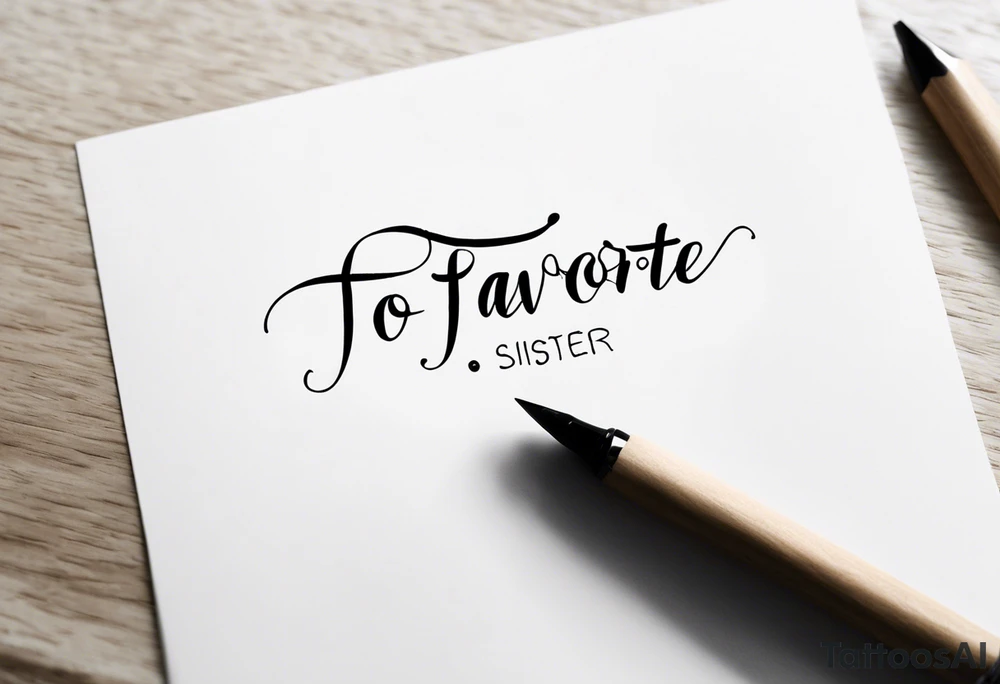 The handwritten words "to my favorite sister" written in a simple way. delicate tattoo tattoo idea