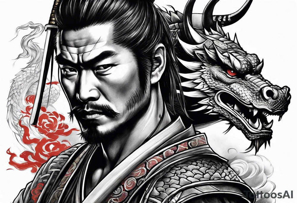 Samurai with dragon tattoo idea