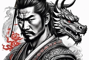 Samurai with dragon tattoo idea