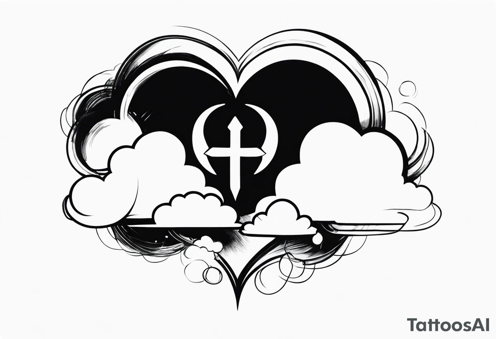 heaven and hell, clouds, broken heart, halo, horns tattoo idea heaven and hell, clouds, broken heart, halo, horns tattoo idea