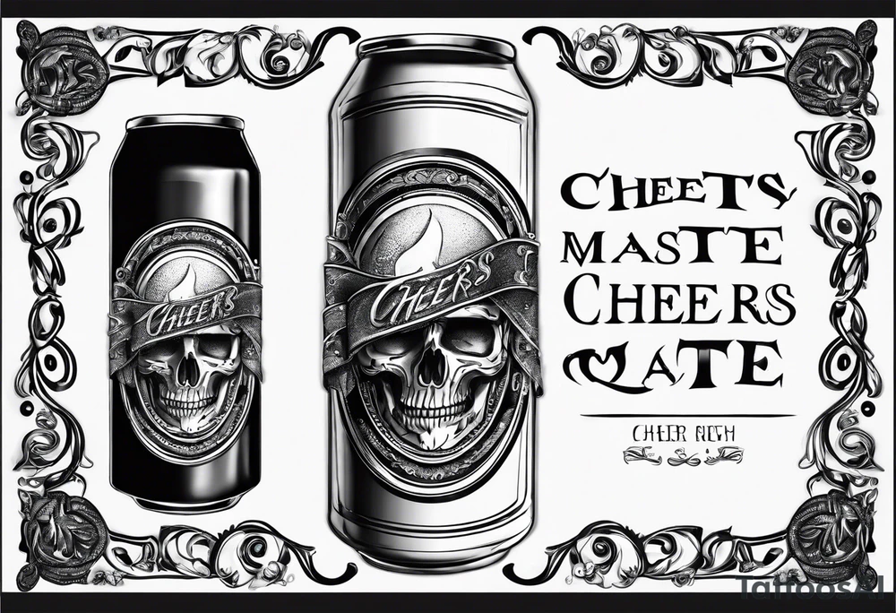 Cheers Mate text, armband +Cancer Ribbon tattoo idea