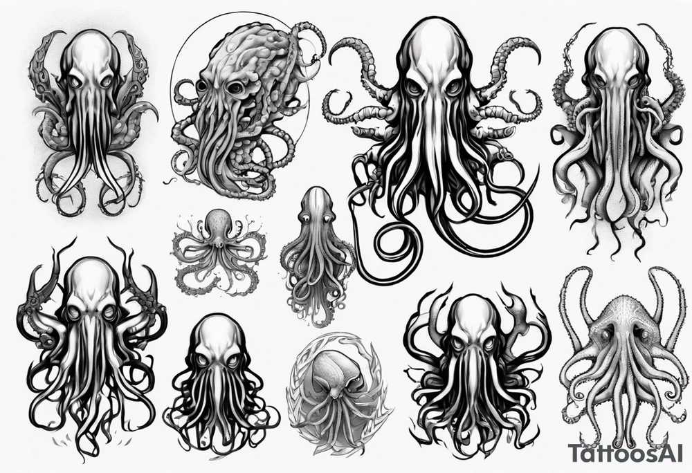 Cthulhu on hand with tentacle on finger tattoo idea