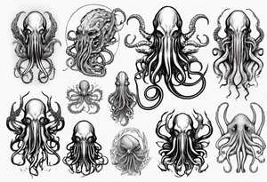 Cthulhu on hand with tentacle on finger tattoo idea