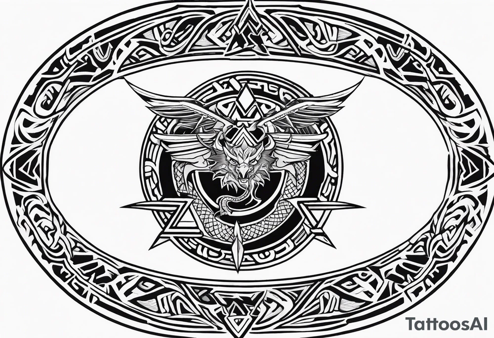 Valhalla sword shield dragon valknut tattoo idea