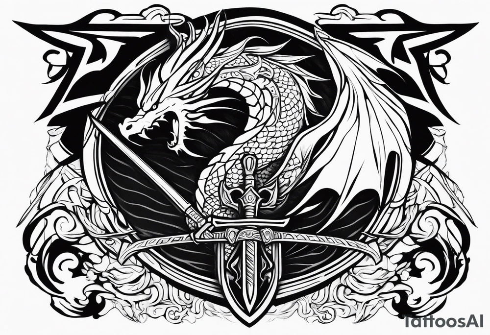 Valhalla dragon sword tattoo idea