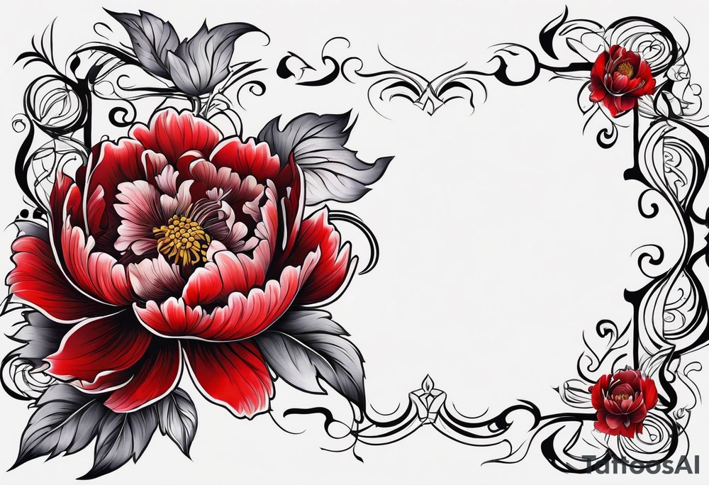 red peony tattoo idea