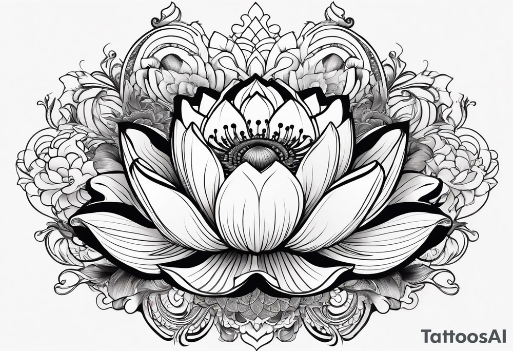 one tattoo that combines lotus flower, phoenix and helix tattoo idea