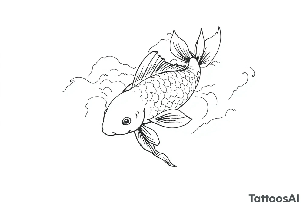 traditional koi fish swimming upstream through turbulent waves tattoo idea
