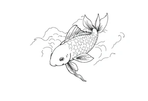 traditional koi fish swimming upstream through turbulent waves tattoo idea