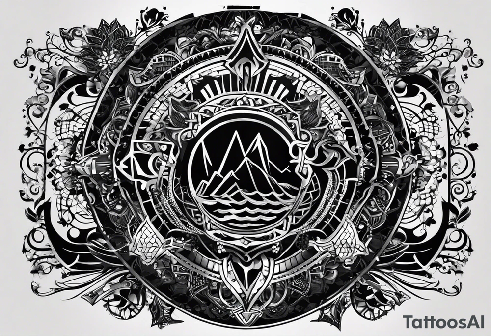 I want to generate a tattoo for my forearm where the elements will be part of my story of life the base of the tattoo its a computer chip because my profession and passion is related to computer, I also like sports in general such as soccer, snowboard, surf, motorbike, cars part of my story it was moving from brazil to Australia and I am really grateful for my life now because I started from the bottom and really value my family and values, I also want a fine line style and minimalistic tattoo idea