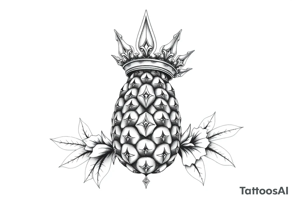 vagina and anus using a pineapple with diamonds, magestic, crown, tattoo idea