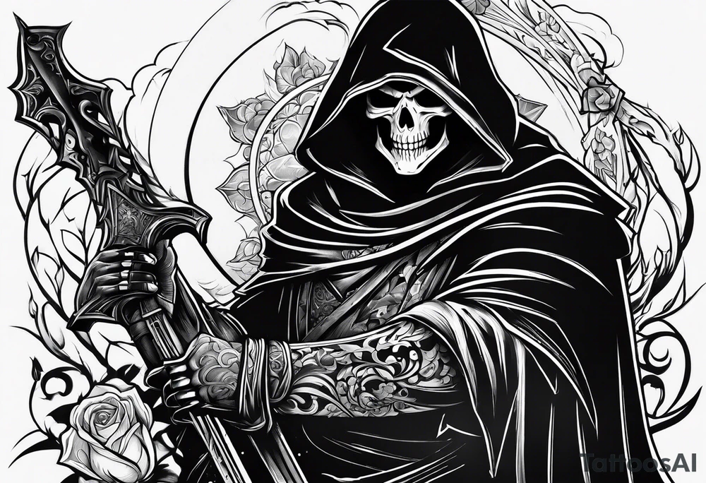 reaper tattoo design for upper arm and chest tattoo idea