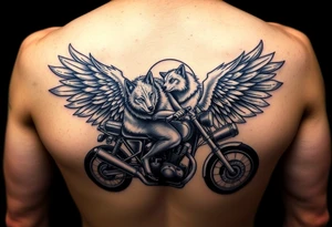 guardian angel wolves on a motorcycle tattoo idea