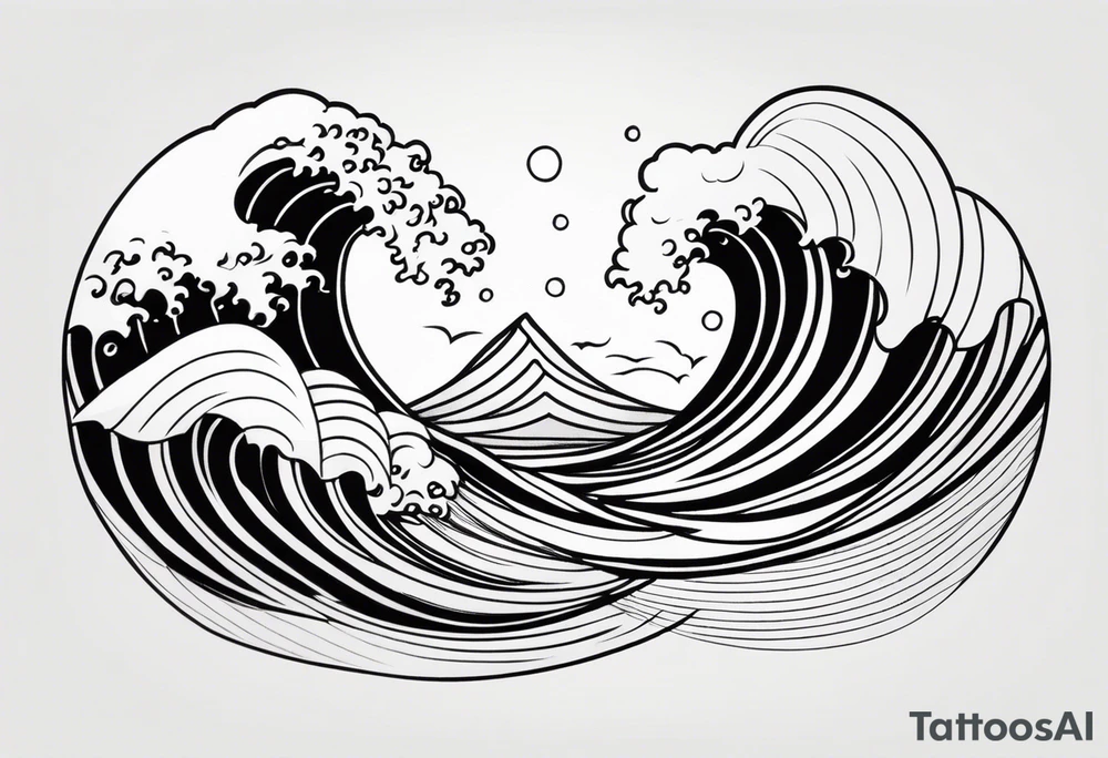 american traditional wave shapes tattoo idea