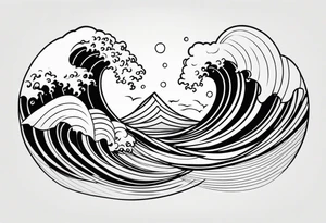 american traditional wave shapes tattoo idea