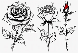 a one-line rose, add some red blood and thorns, tall tattoo idea