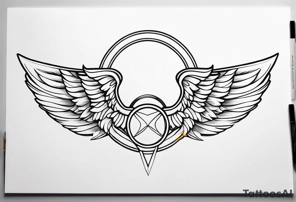 wings with a halo above them tattoo idea