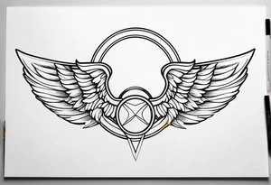 wings with a halo above them tattoo idea