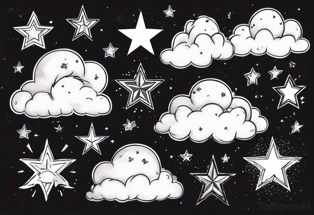 cloud with the date and stars tattoo idea