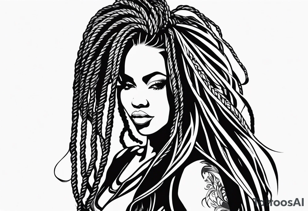 Gym girl silhouette with locs tattoo idea