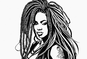 Gym girl silhouette with locs tattoo idea