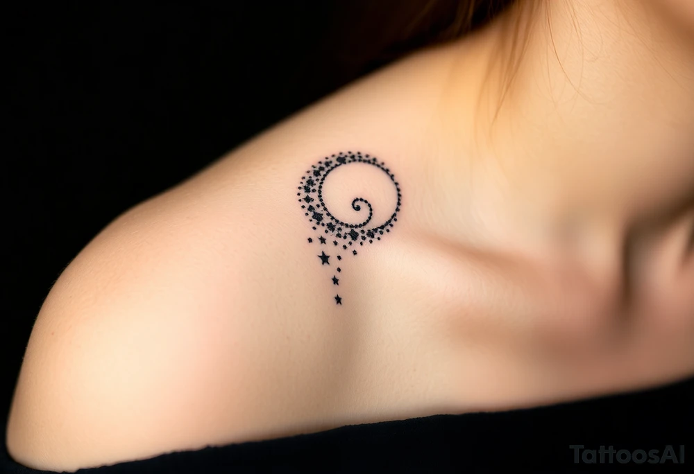 Cascade of stars swirl moon tattoo idea