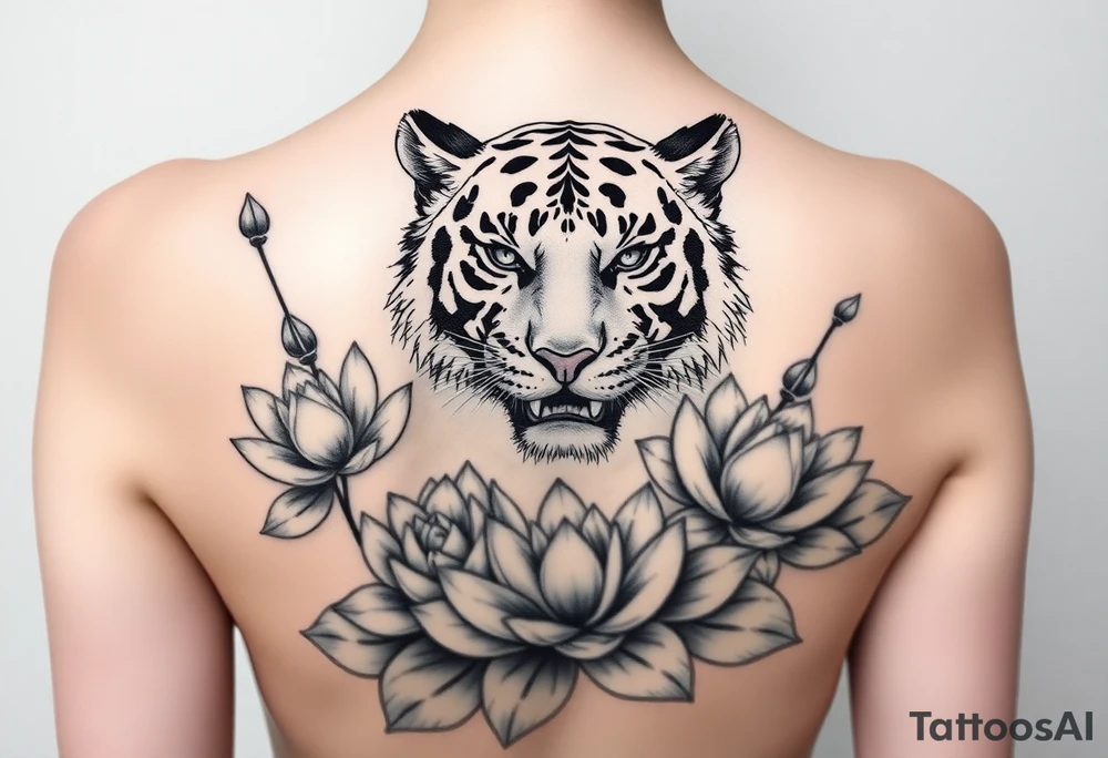 fierce tiger emerging through blooming lotus flowers in mist tattoo idea fierce tiger emerging through blooming lotus flowers in mist tattoo idea