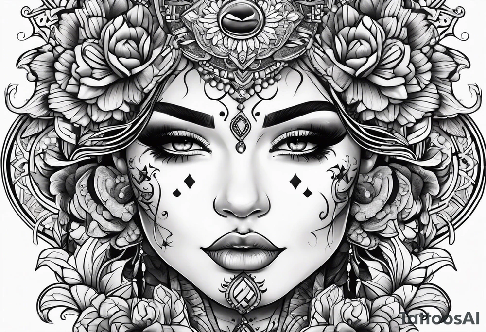 discipline and consistency surrounded by a face tattoo idea