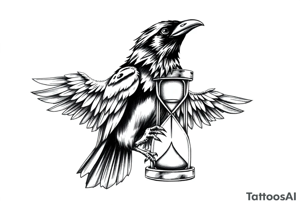 a raven and a hourglass. tattoo idea