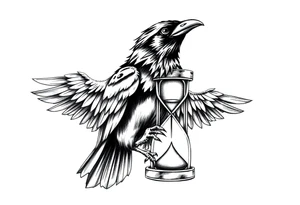 a raven and a hourglass. tattoo idea