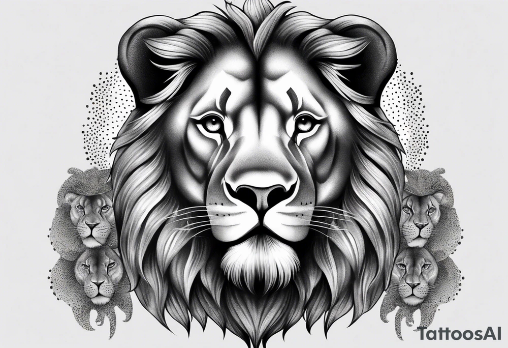 Lion with 3 small lions tattoo idea
