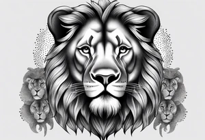 Lion with 3 small lions tattoo idea