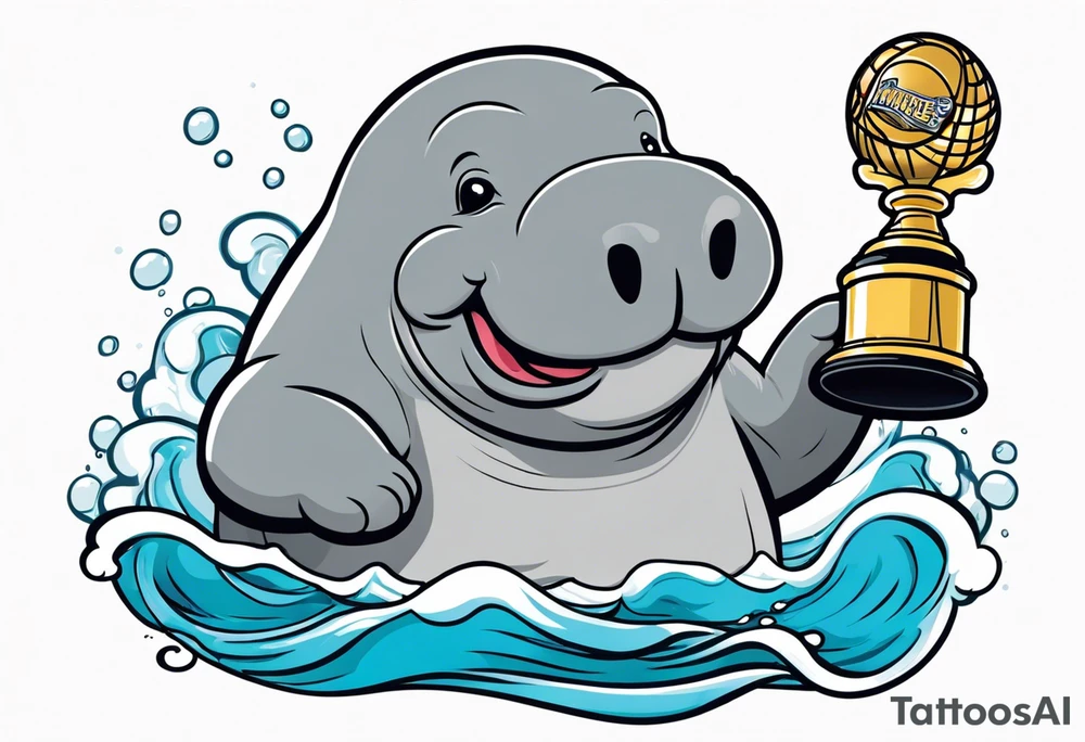 Manatee holding the Stanley Cup tattoo idea