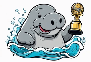 Manatee holding the Stanley Cup tattoo idea