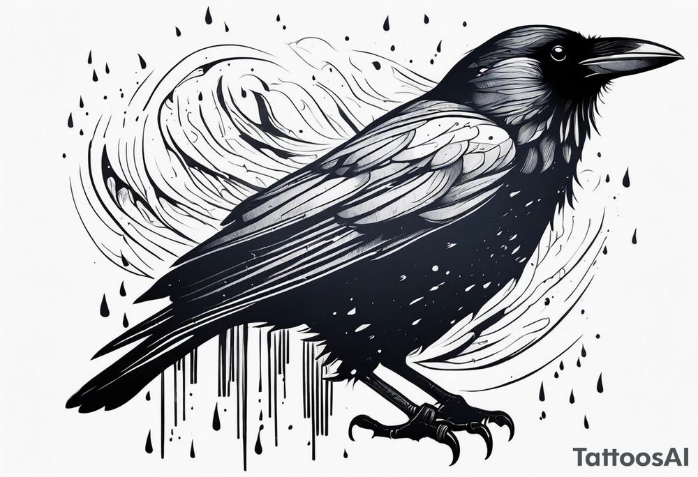 a dead raven in the rain tattoo idea
