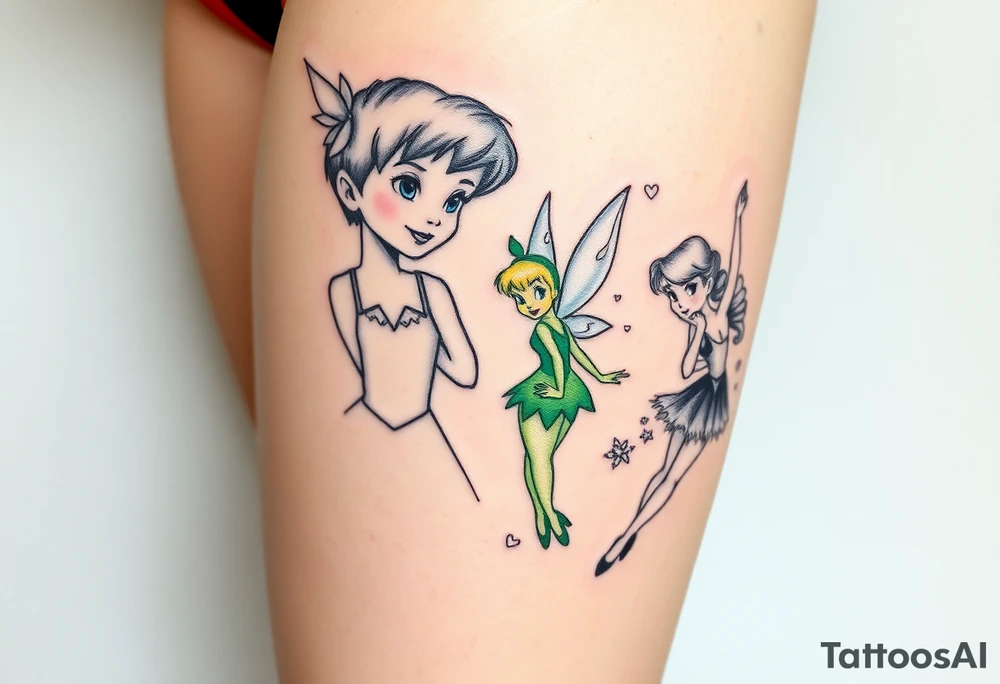 Peter pan, Wendy, Tinker Bell and Winter Tinker bell tattoo idea