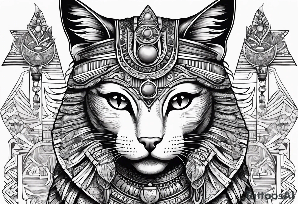 Egyptian goddess, cat, tattoo idea