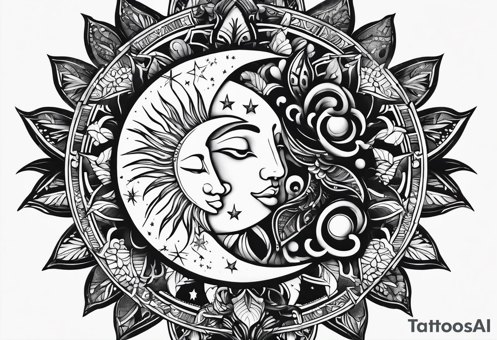 Sun and moon tattoo idea