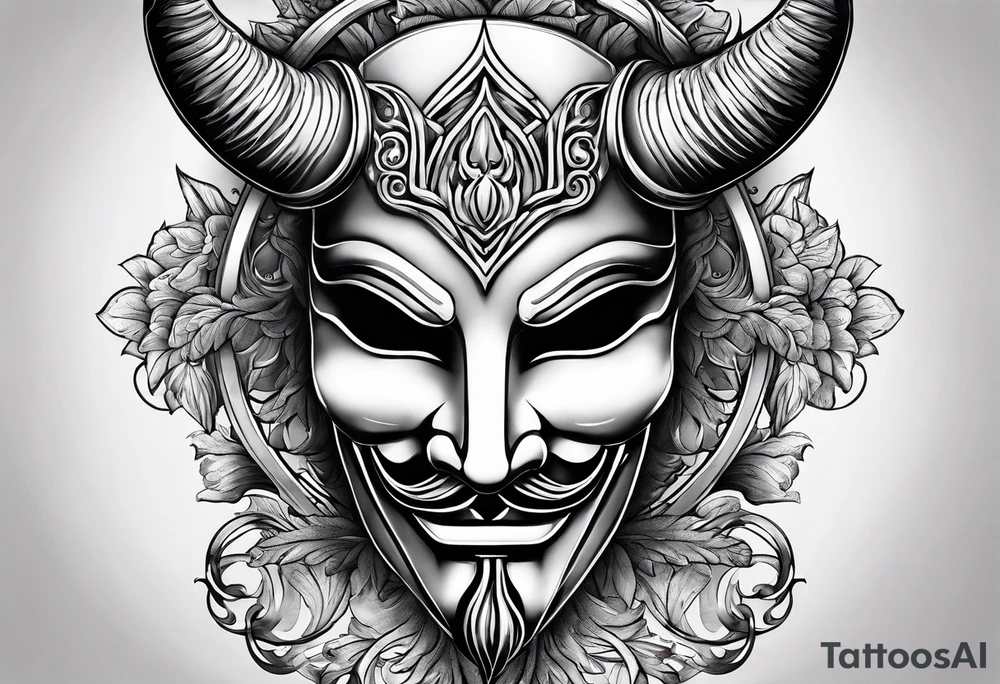 Anonymous with horns tattoo idea
