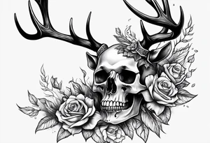 A fully body human with a deer skull head tattoo idea