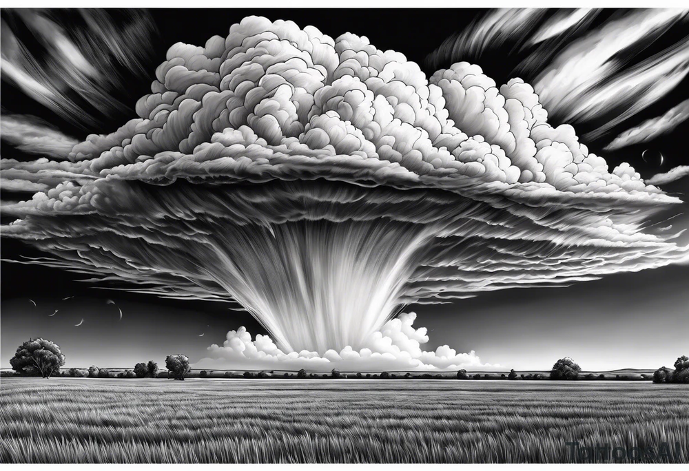 beautiful supercell cloud in vast open Texas lands tattoo idea