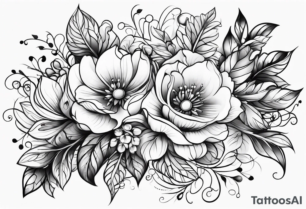 ornaments of flowers tattoo idea
