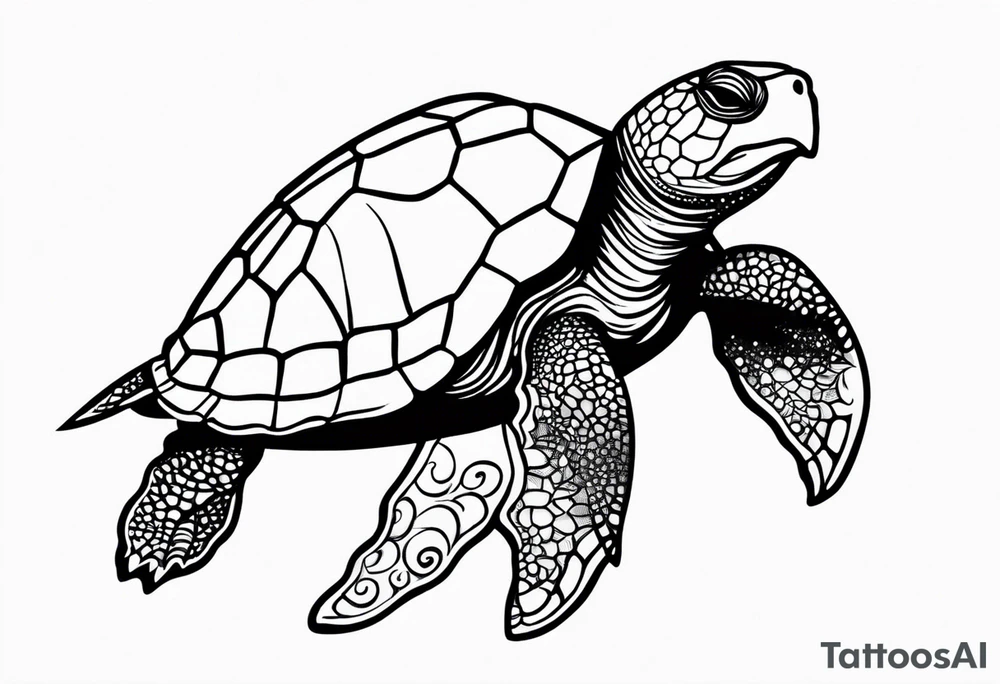Turtle and sea star simple small tattoo idea