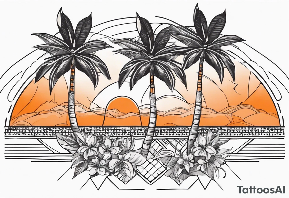 Orange blossom palm trees oranges tattoo idea