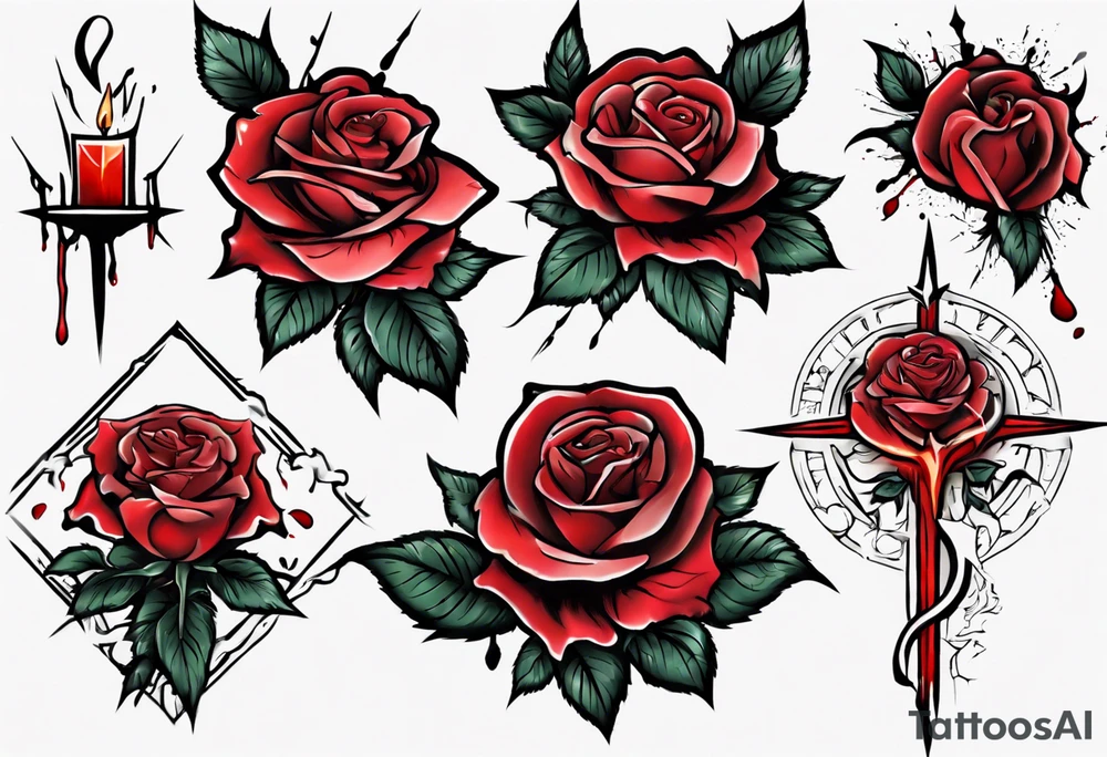 a rose full of Christian faith aspects, bleeding tattoo idea