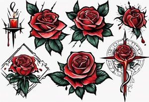 a rose full of Christian faith aspects, bleeding tattoo idea