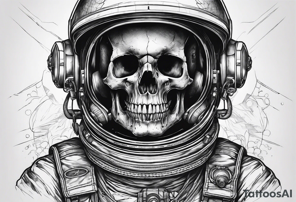 Skull in an astronaut helmet tattoo idea