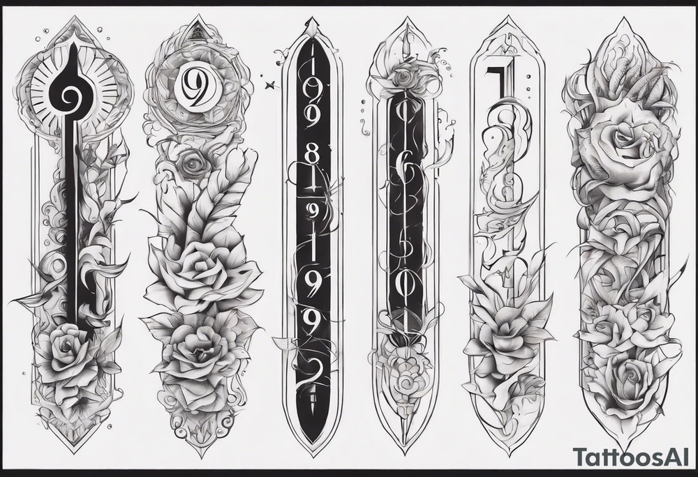 number 9.
Tall and thin tattoo idea