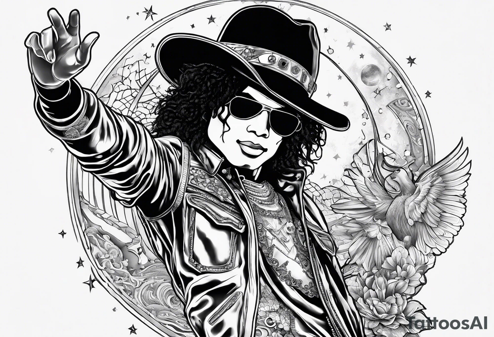 michael jackson in a dance contest with an astronaut tattoo idea